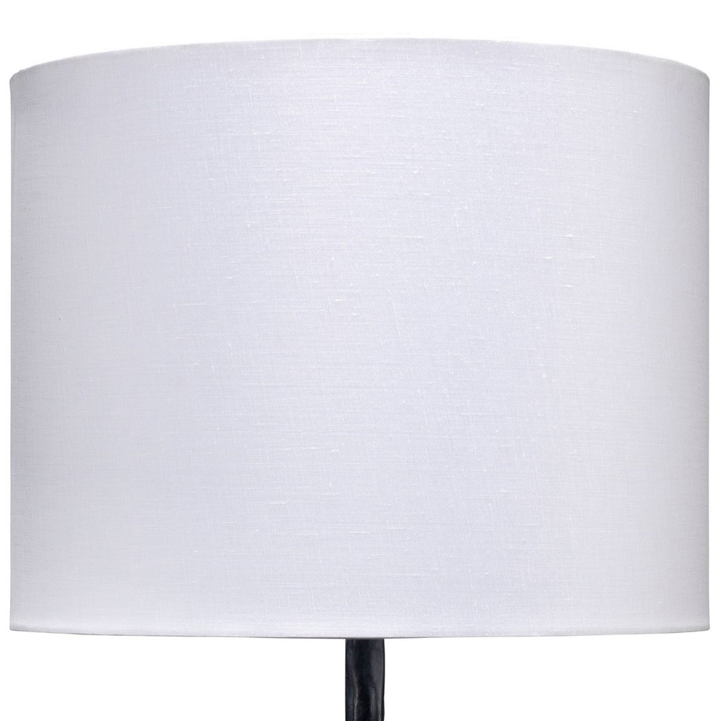 31 Inch Modern Table Lamp Handcrafted Polyresin Base Linen Shade Black-zoom-2