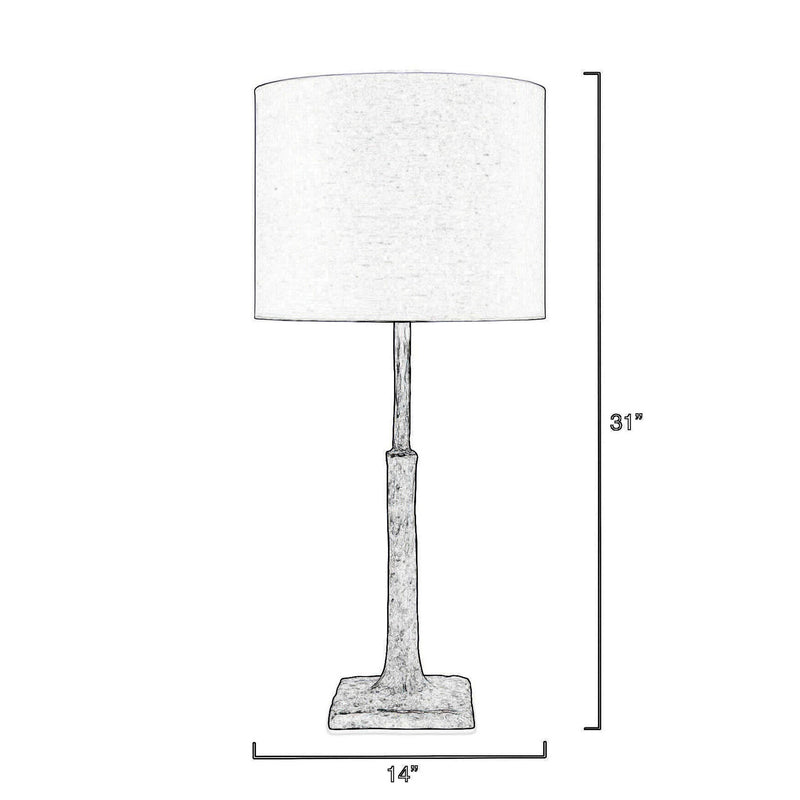 31 Inch Modern Table Lamp Handcrafted Polyresin Base Linen Shade Black-zoom-