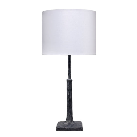 31 Inch Modern Table Lamp Handcrafted Polyresin Base Linen Shade Black