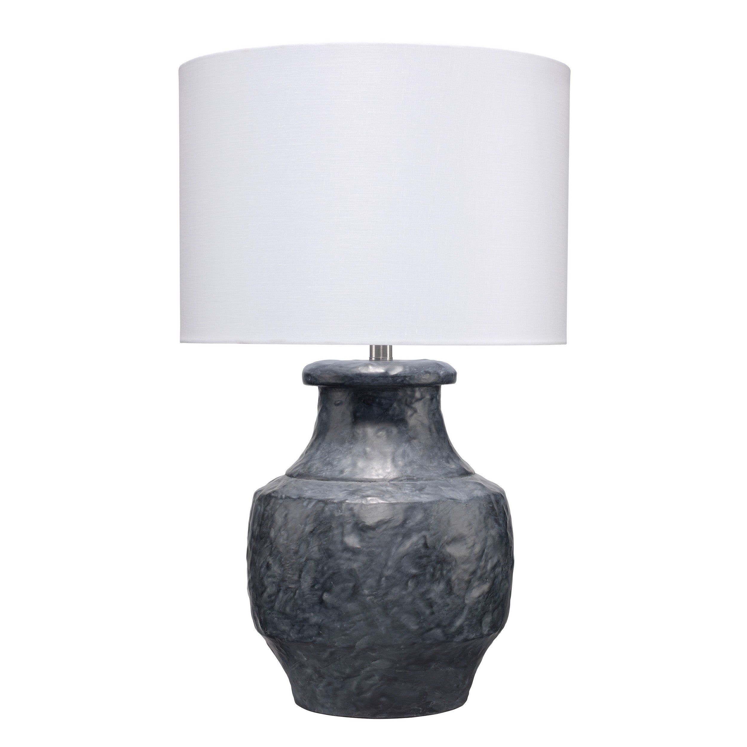 28 Inch Modern Table Lamp Handcrafted Polyresin Urn Linen Shade Gray-zoom-1