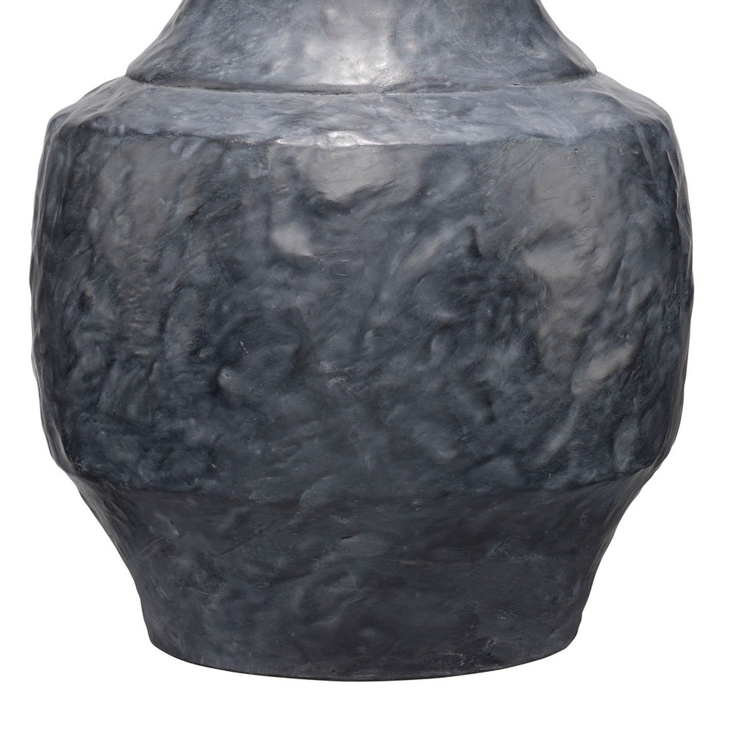 28 Inch Modern Table Lamp Handcrafted Polyresin Urn Linen Shade Gray-zoom-3