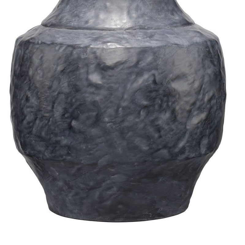 28 Inch Modern Table Lamp Handcrafted Polyresin Urn Linen Shade Gray-zoom-