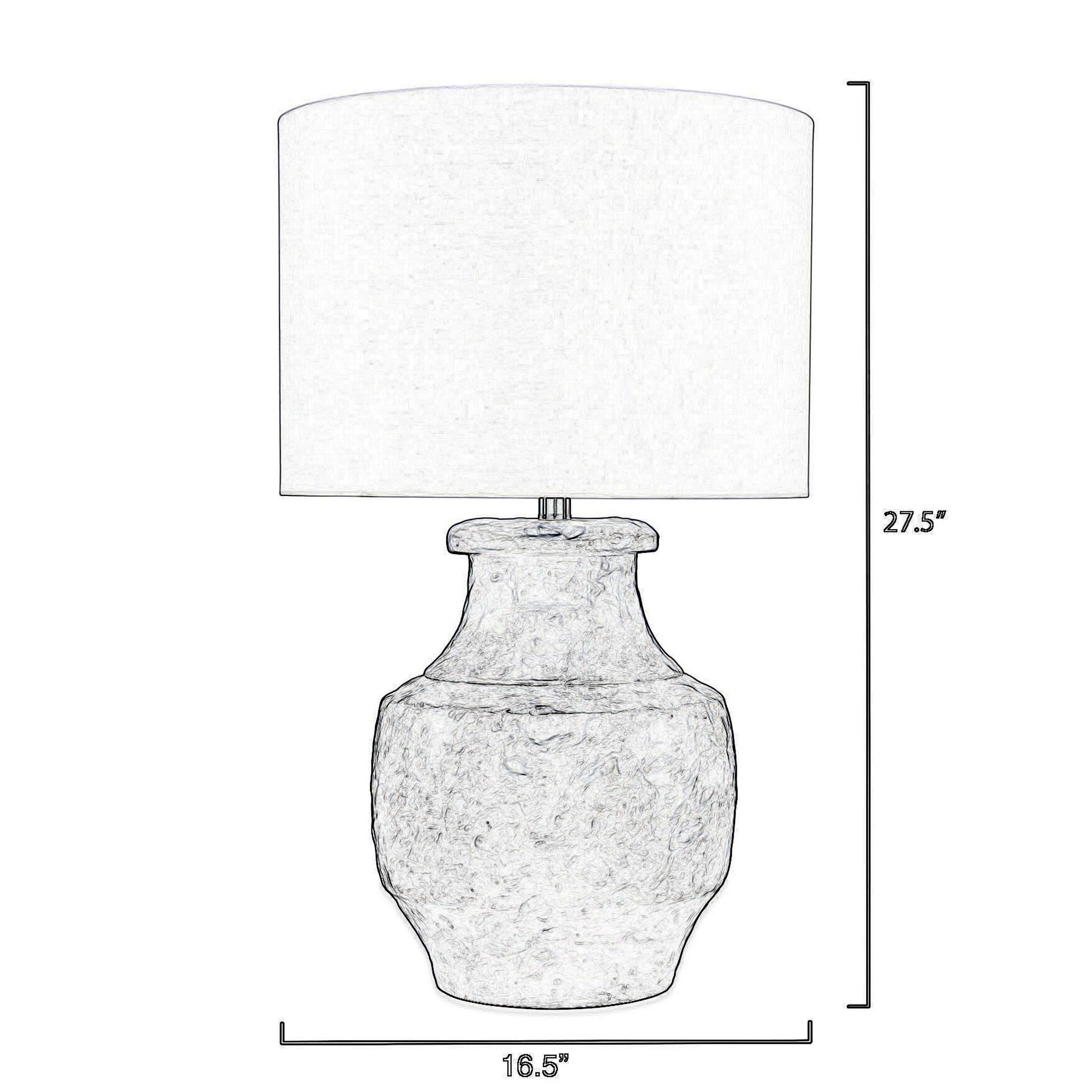 28 Inch Modern Table Lamp Handcrafted Polyresin Urn Linen Shade Gray-zoom-5
