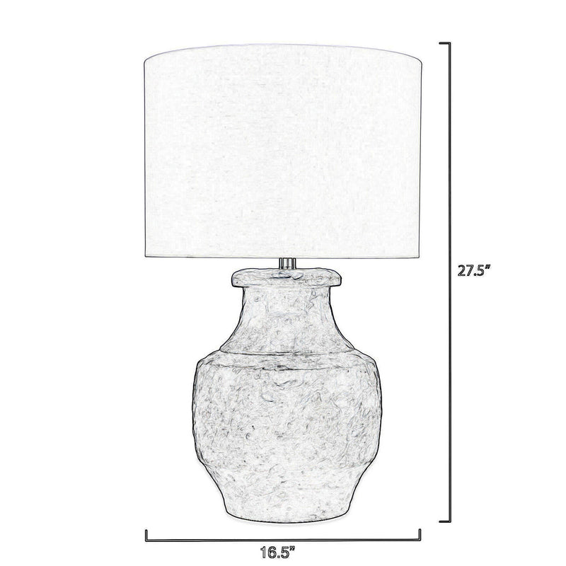 28 Inch Modern Table Lamp Handcrafted Polyresin Urn Linen Shade Gray-zoom-