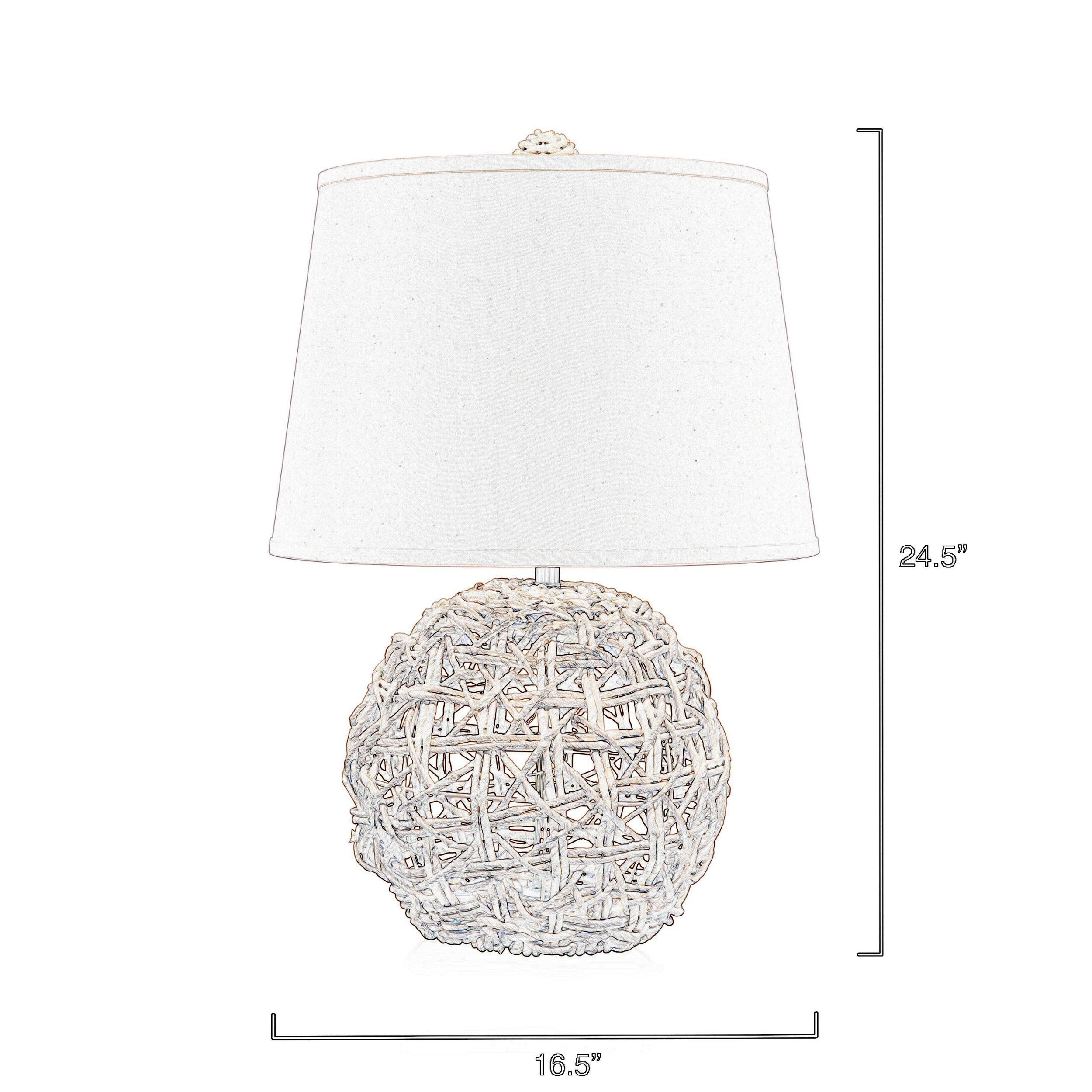 25 Inch Table Lamp Elegant Handwoven Rope Base Linen Shade Natural Brown-zoom-5