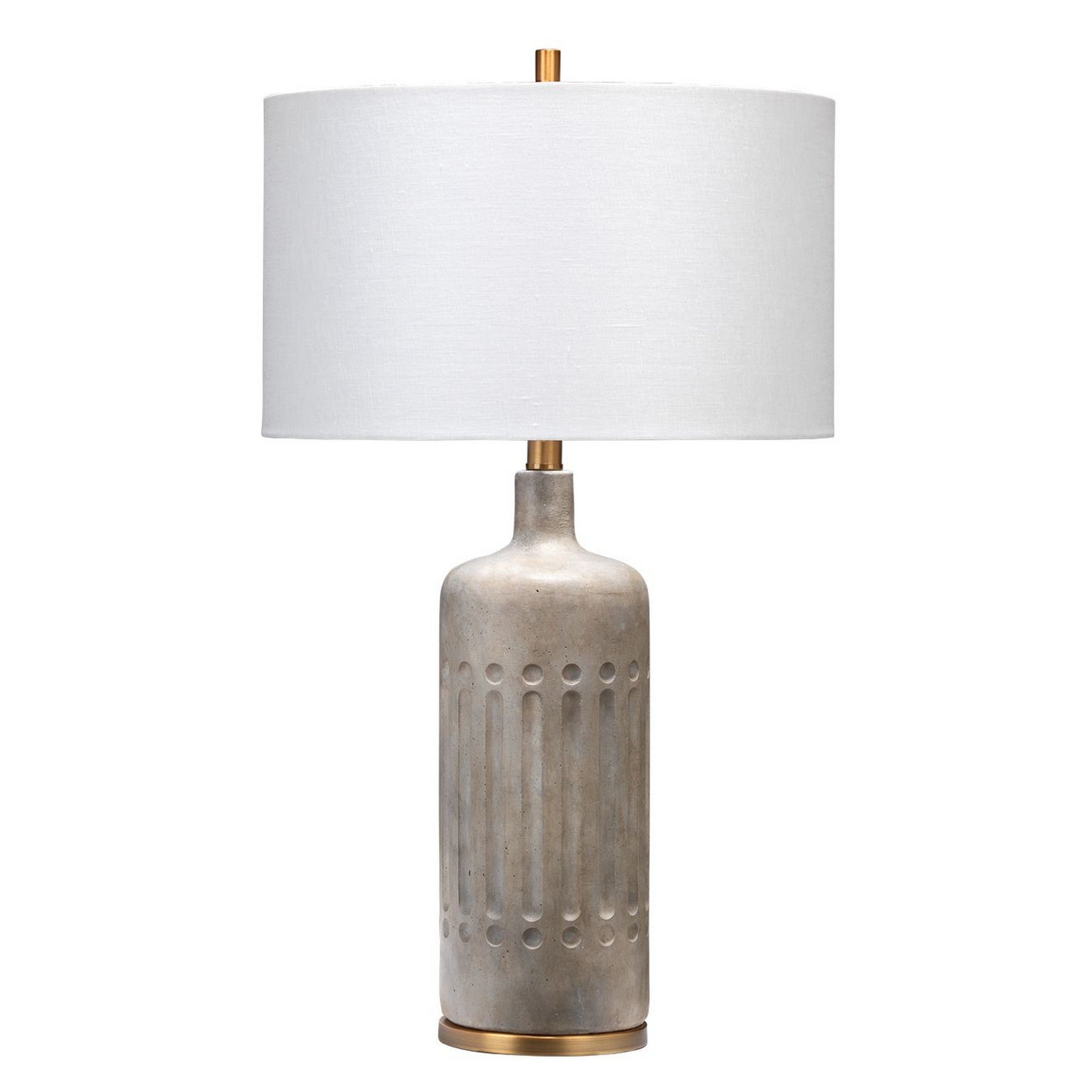27 Inch Handmade Modern Table Lamp Ceramic Base Linen Shade Smooth Gray