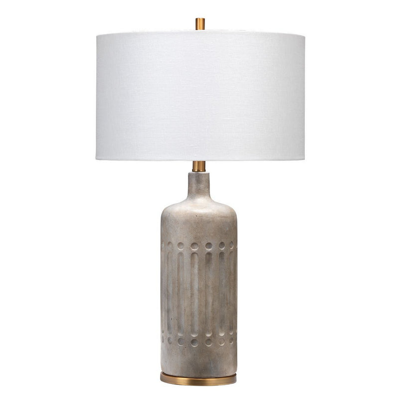 27 Inch Handmade Modern Table Lamp Ceramic Base Linen Shade Smooth Gray-zoom-