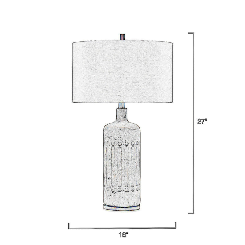27 Inch Handmade Modern Table Lamp Ceramic Base Linen Shade Smooth Gray-zoom-