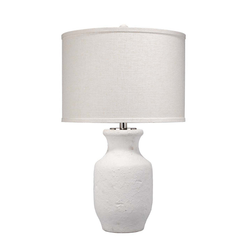 27 Inch Modern Table Lamp Handmade Ceramic Base Grasscloth Shade White-zoom-