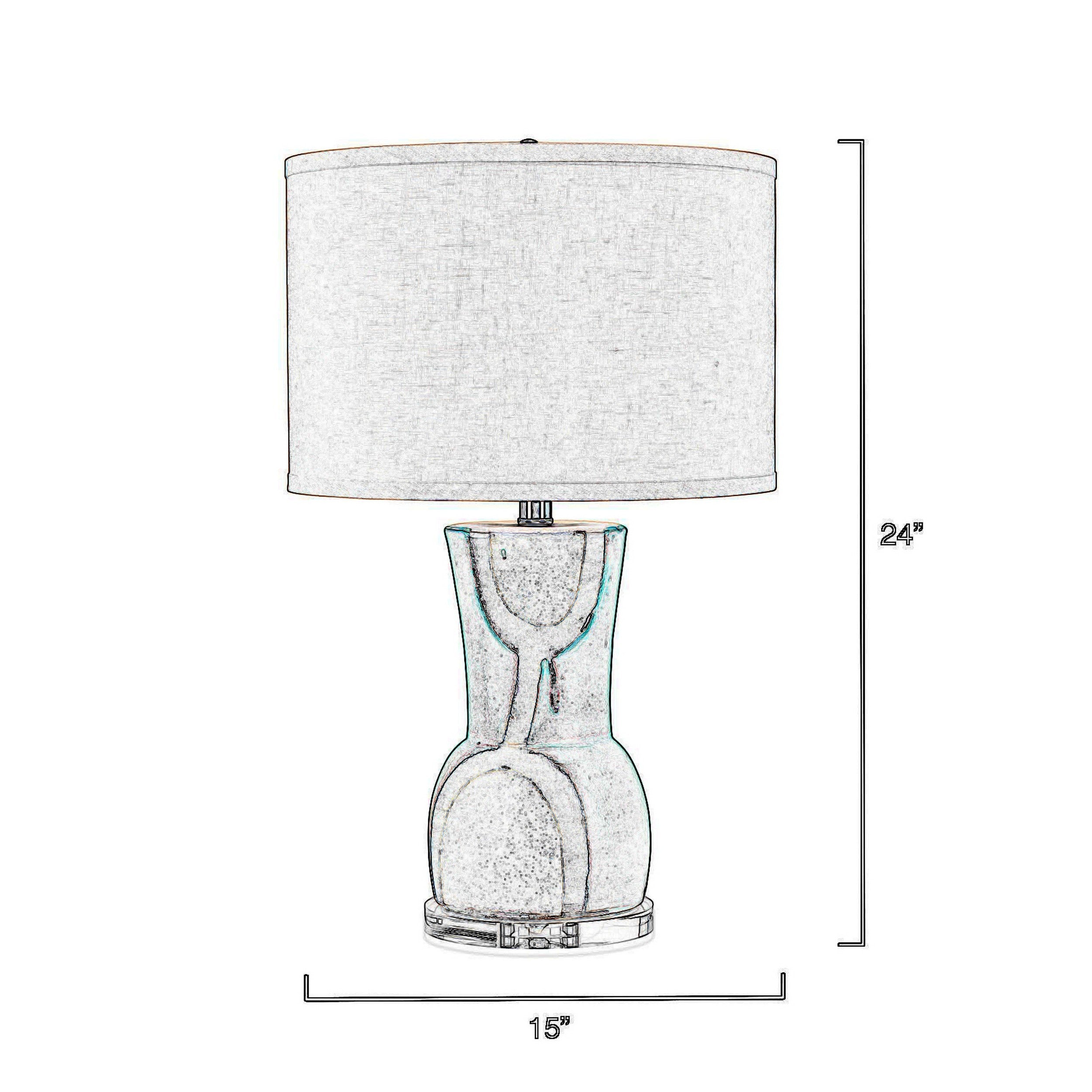 27 Inch Modern Table Lamp Handmade Ceramic Base Grasscloth Shade White-zoom-5