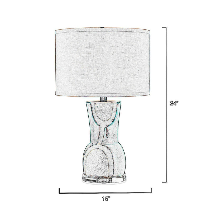 27 Inch Modern Table Lamp Handmade Ceramic Base Grasscloth Shade White-zoom-