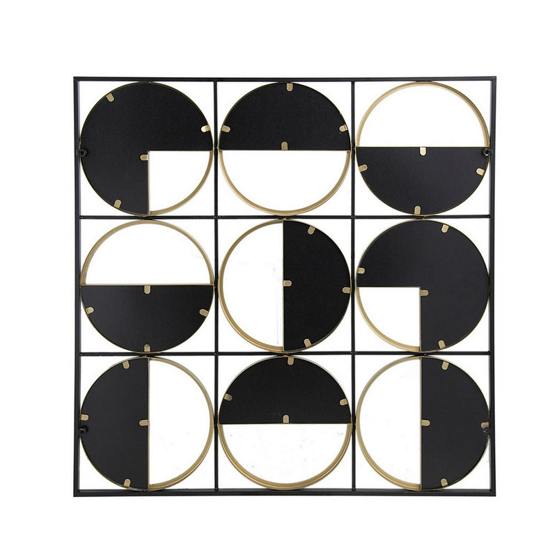36 Inch Luxury Wall Decor 9 Round Mirrors, Gold Black Metal Frame-zoom-