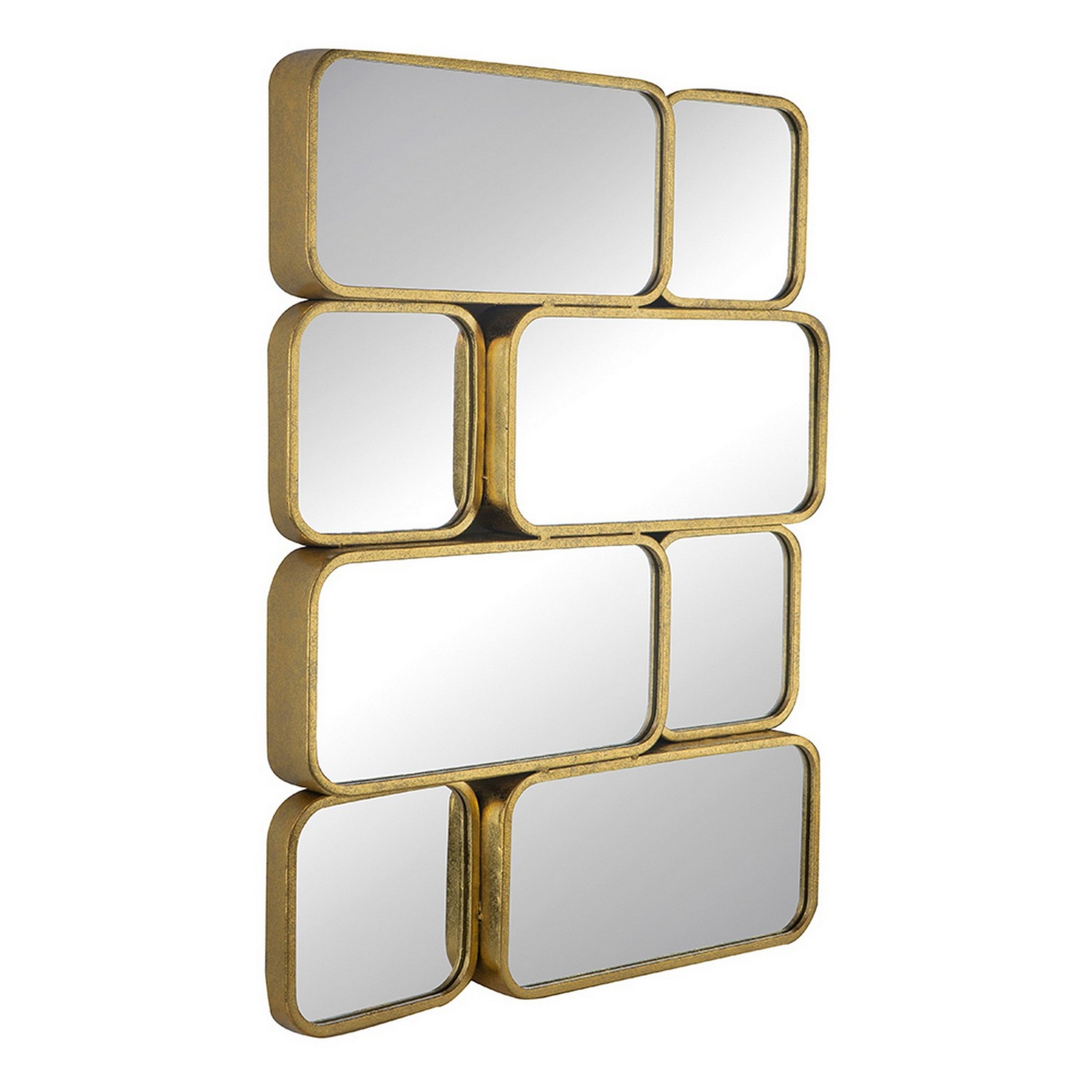 32 Inch Luxury Wall Decor Mirror 8 Gold Finished Curved Metal Frames