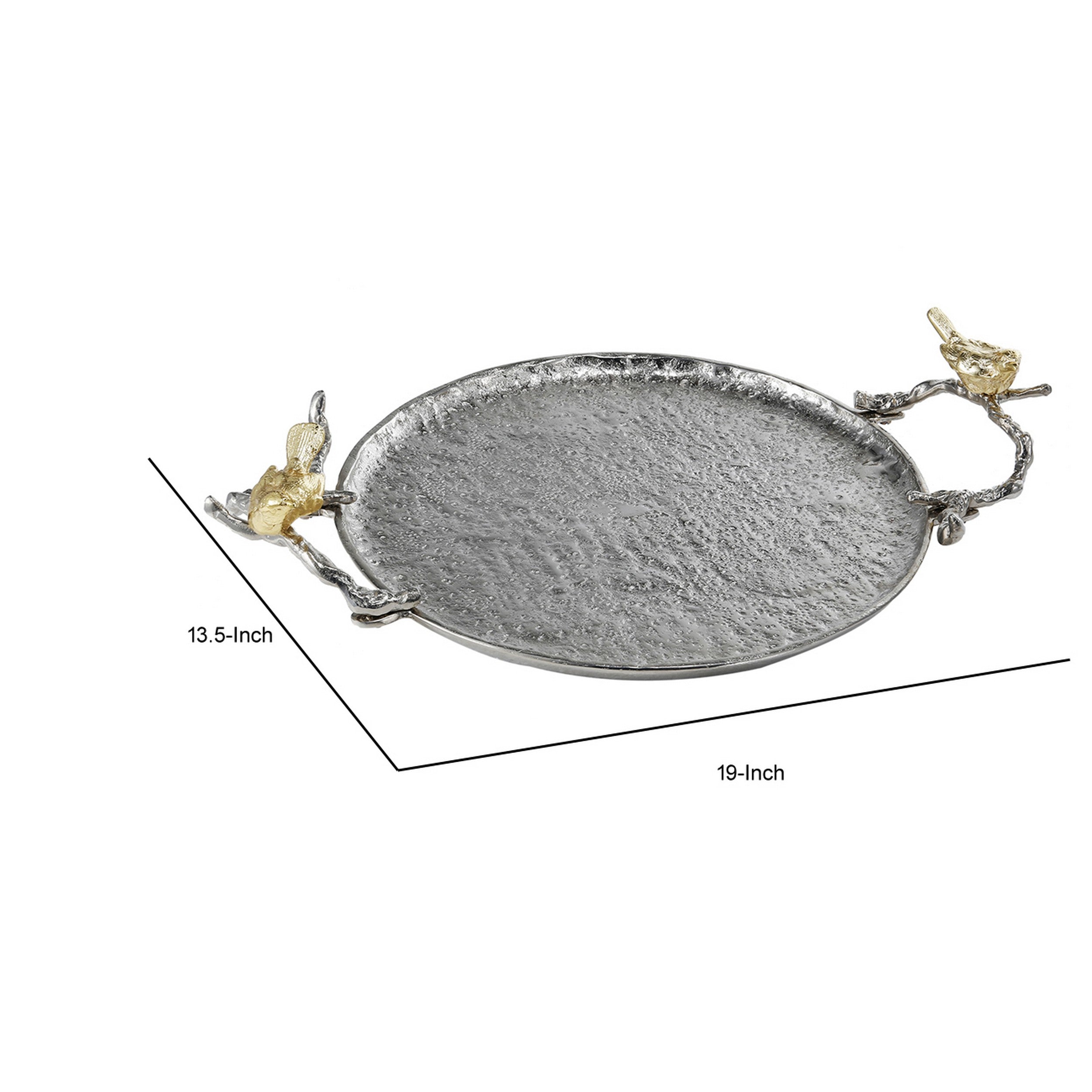 19 Inch Decorative Tray Perched Birds Silver Metal Medium Set Of 2-zoom-5