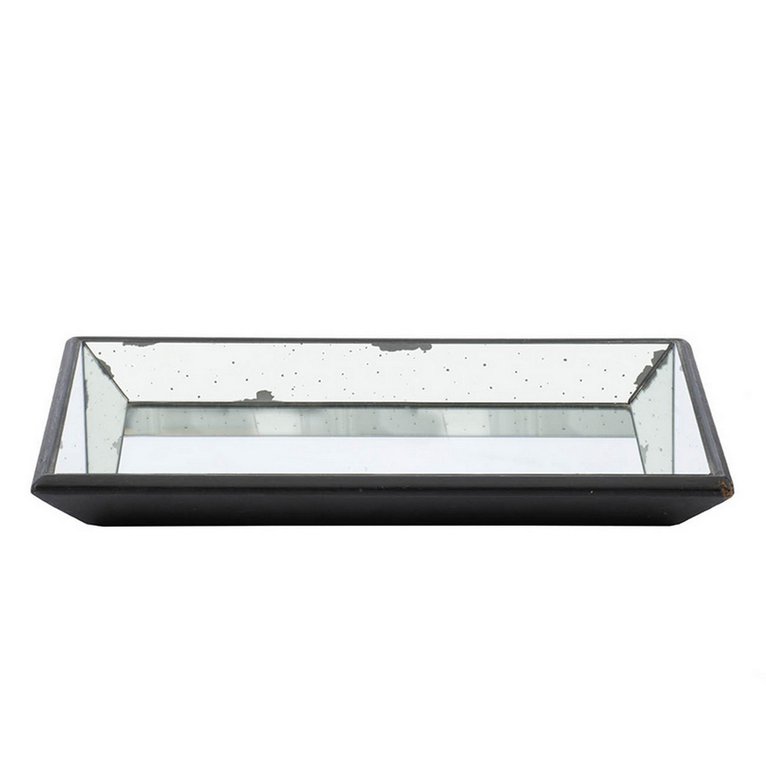 Inez 20 Inch Decorative Glass Tray Vintage Style Silver Mirrored Base