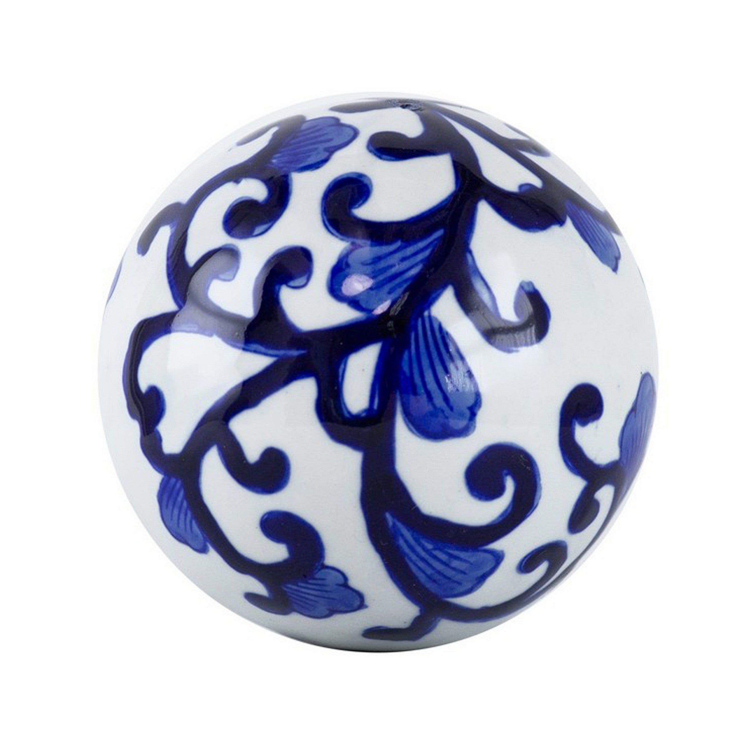 4 Inch Decorative Porcelain Stones Blue And White Print Set Of 6-zoom-2