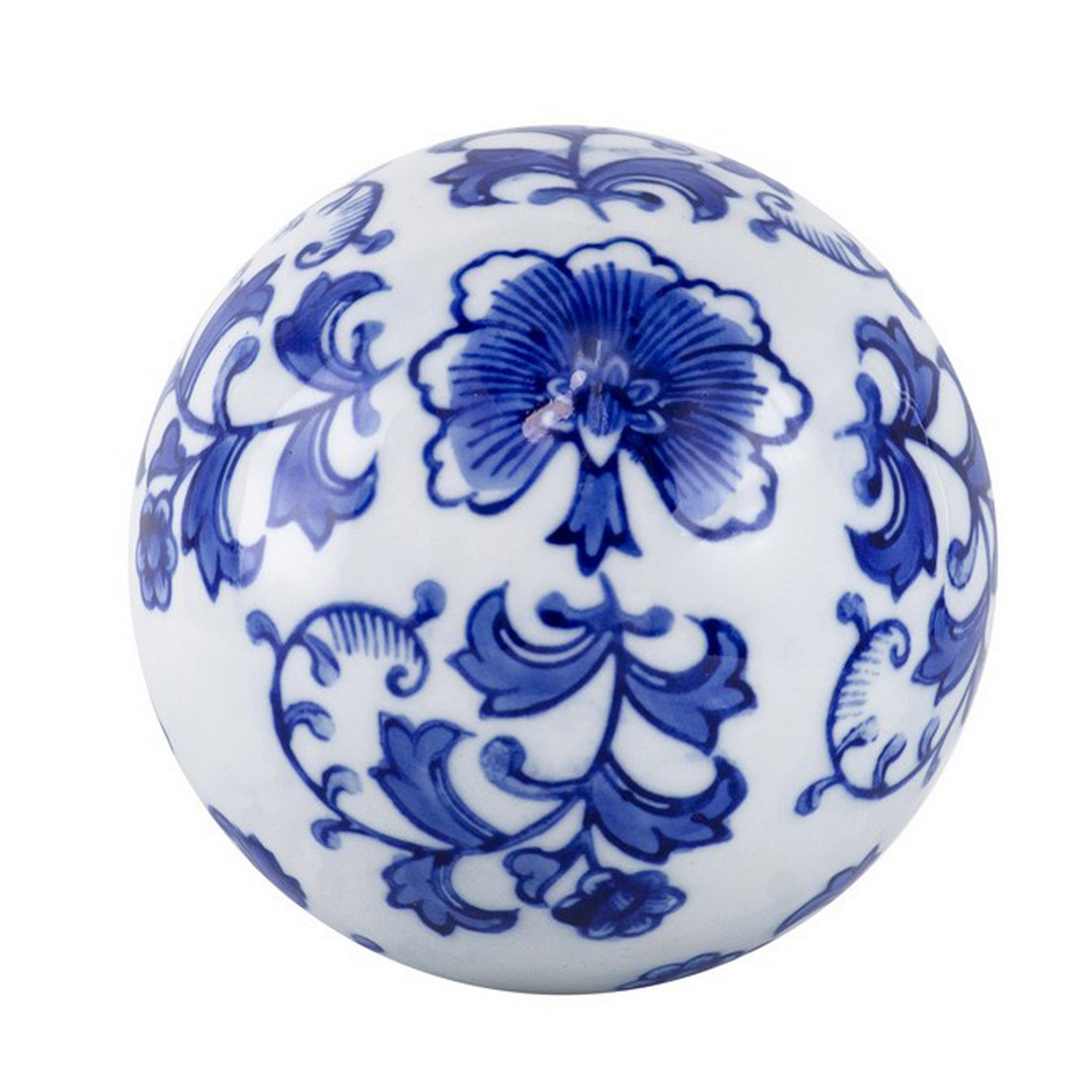 4 Inch Decorative Porcelain Stones Blue And White Print Set Of 6-zoom-4
