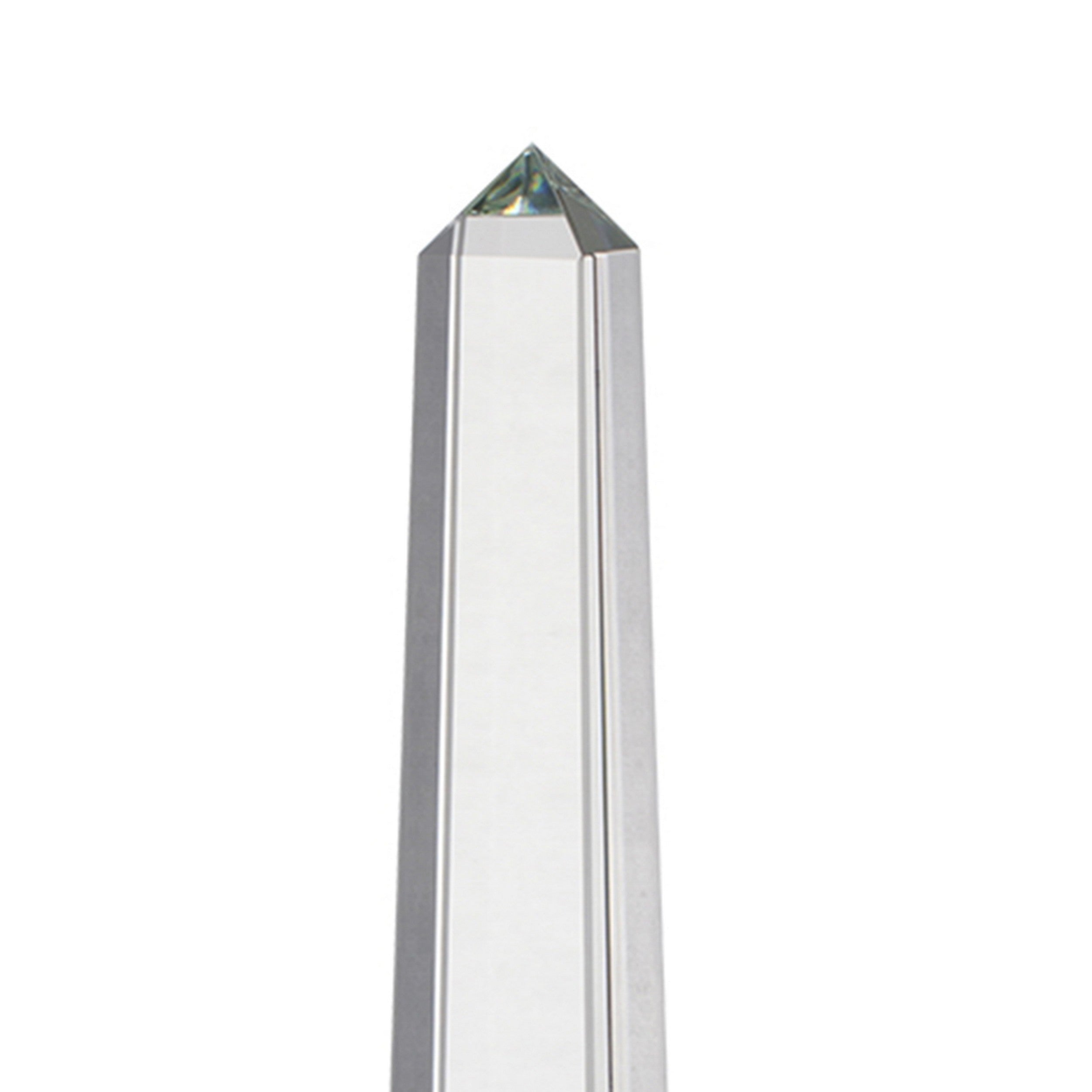 20 Inch Glass Tabletop Obelisk Accent Decor Modern Aesthetic Large Size