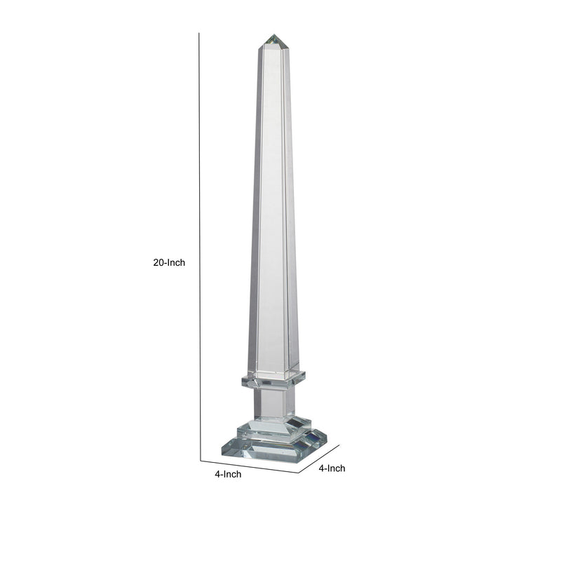 20 Inch Glass Tabletop Obelisk Accent Decor Modern Aesthetic Large Size-zoom-