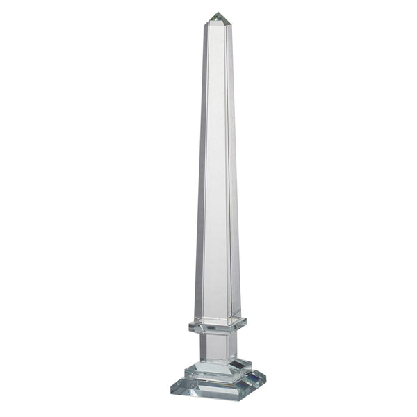 20 Inch Glass Tabletop Obelisk Accent Decor Modern Aesthetic Large Size