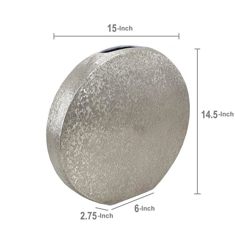15 Inch Modern Decorative Vase Round Silver Finished Aluminum Frame-zoom-