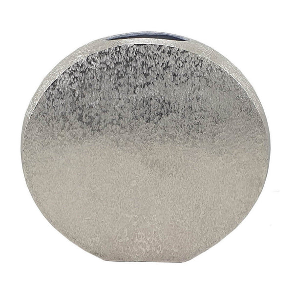 15 Inch Modern Decorative Vase Round Silver Finished Aluminum Frame