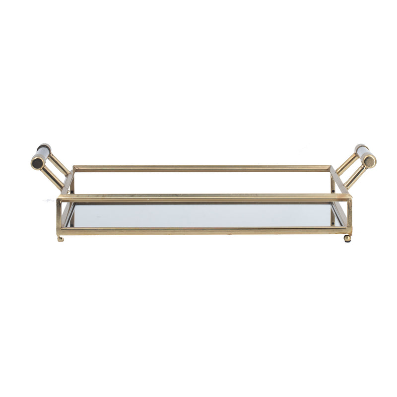 22 20 Inch Decorative Tray Mirrored Antique Gold Metal Frame Set Of 2-zoom-