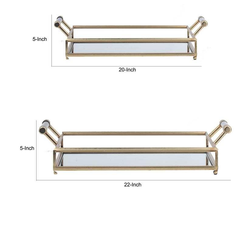 22 20 Inch Decorative Tray Mirrored Antique Gold Metal Frame Set Of 2-zoom-