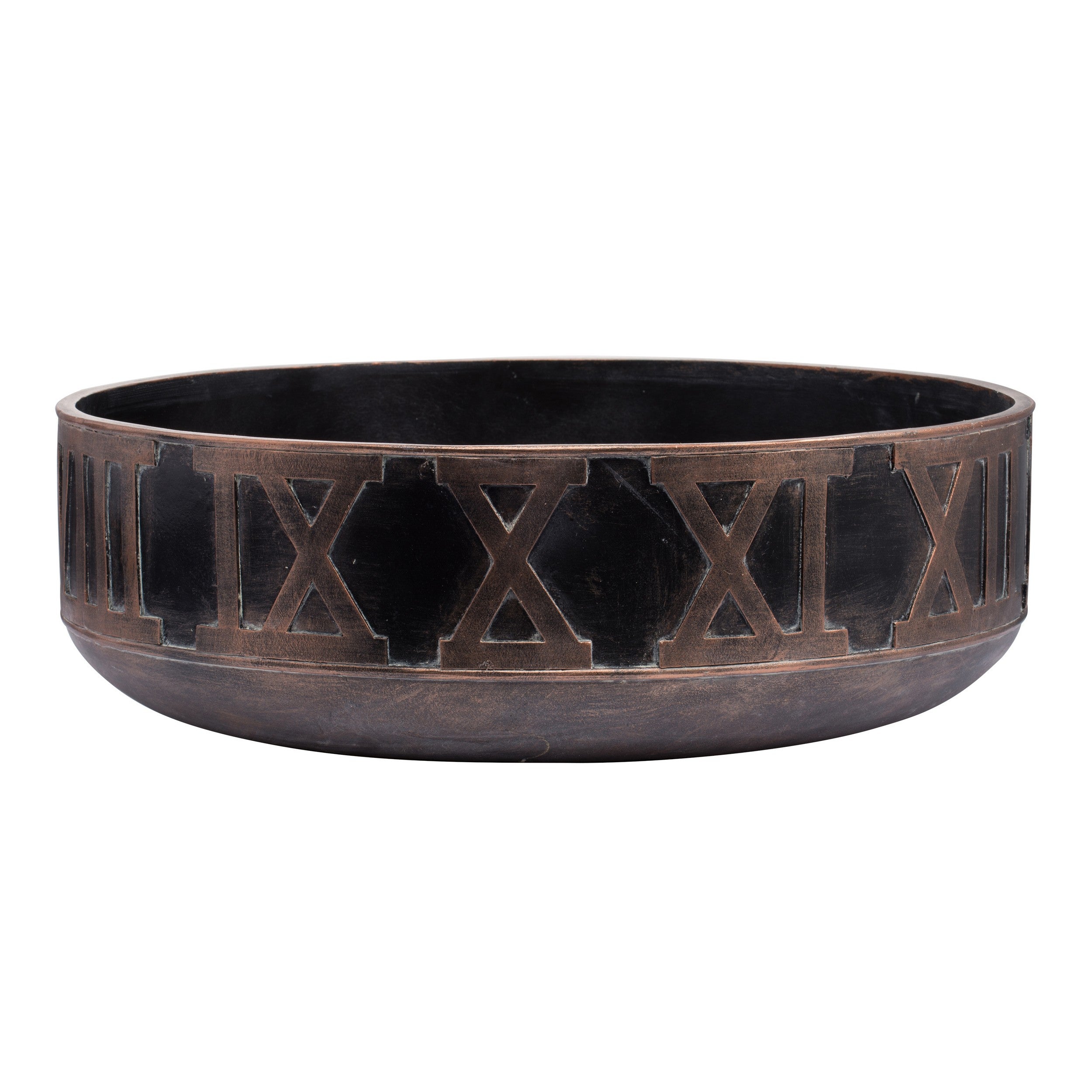 18 Inch Decorative Bowl Handcrafted Round Shaped Black Polyresin Frame-zoom-1