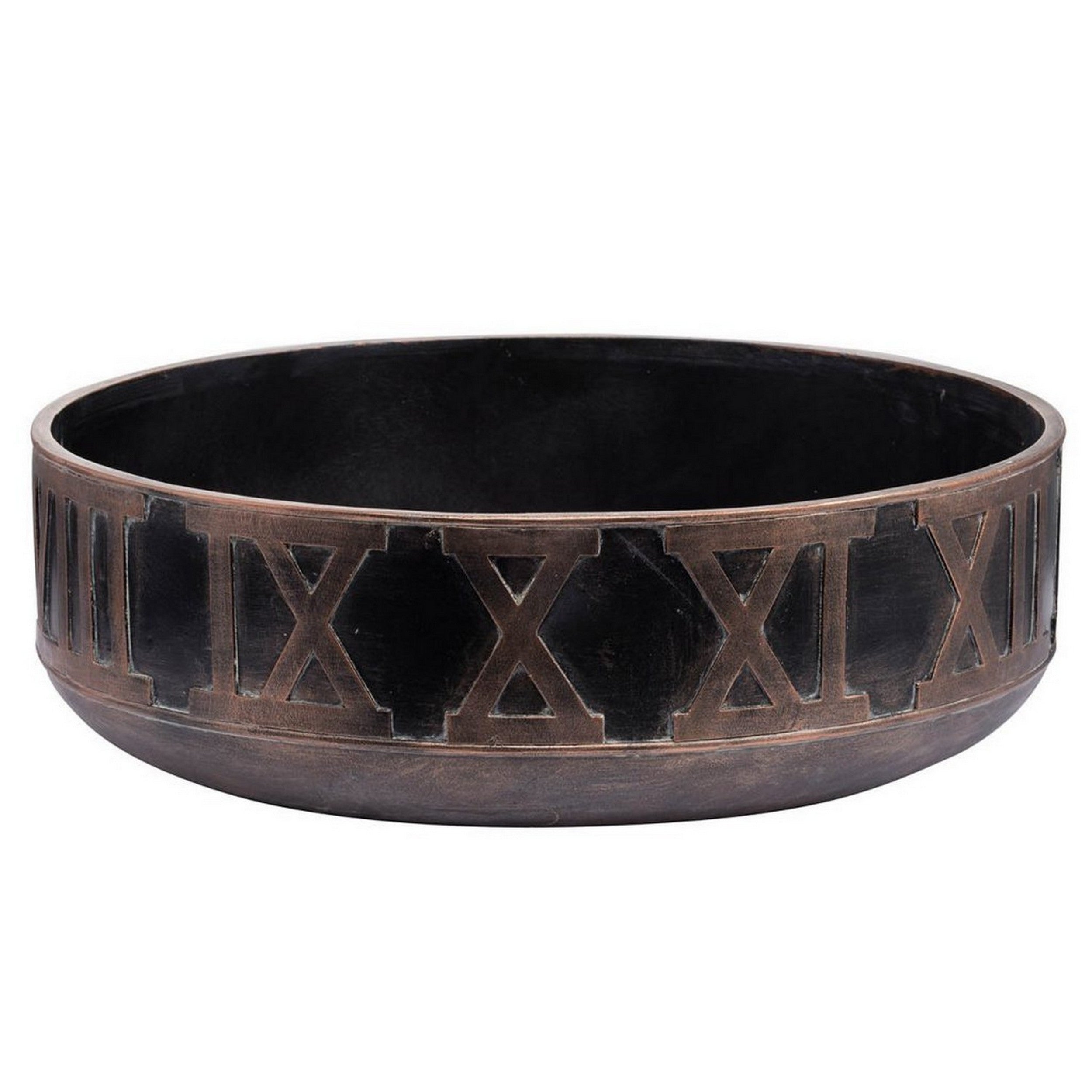 18 Inch Decorative Bowl Handcrafted Round Shaped Black Polyresin Frame-zoom-2