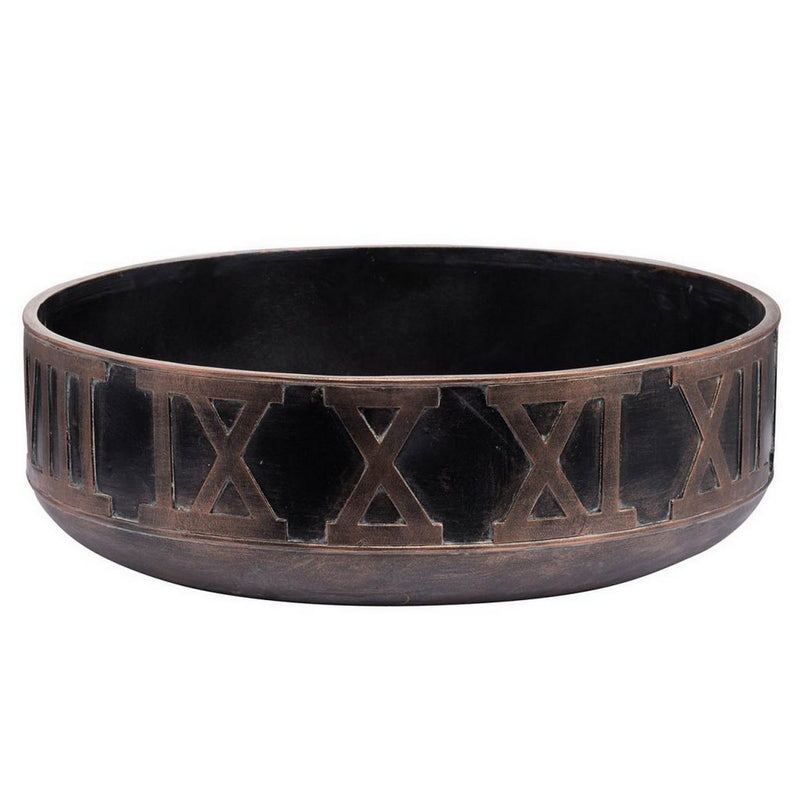 18 Inch Decorative Bowl Handcrafted Round Shaped Black Polyresin Frame-zoom-