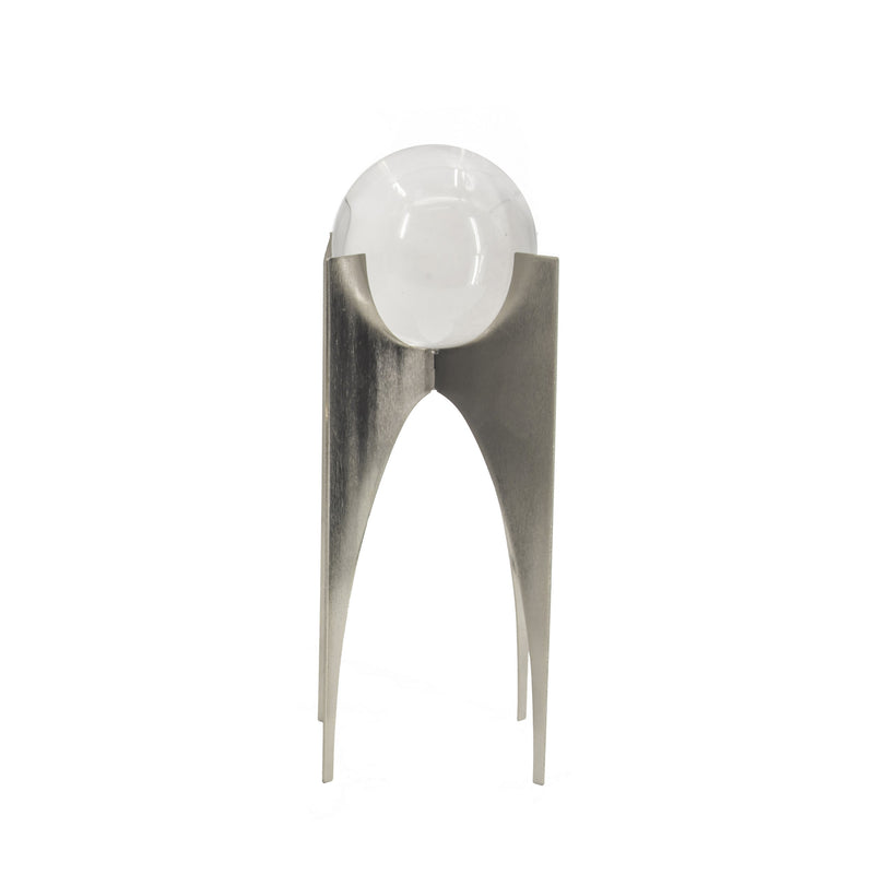 13 10 Inch Crystal Orb Accent Decor Set Of 2 Metal Stand Art Deco-zoom-