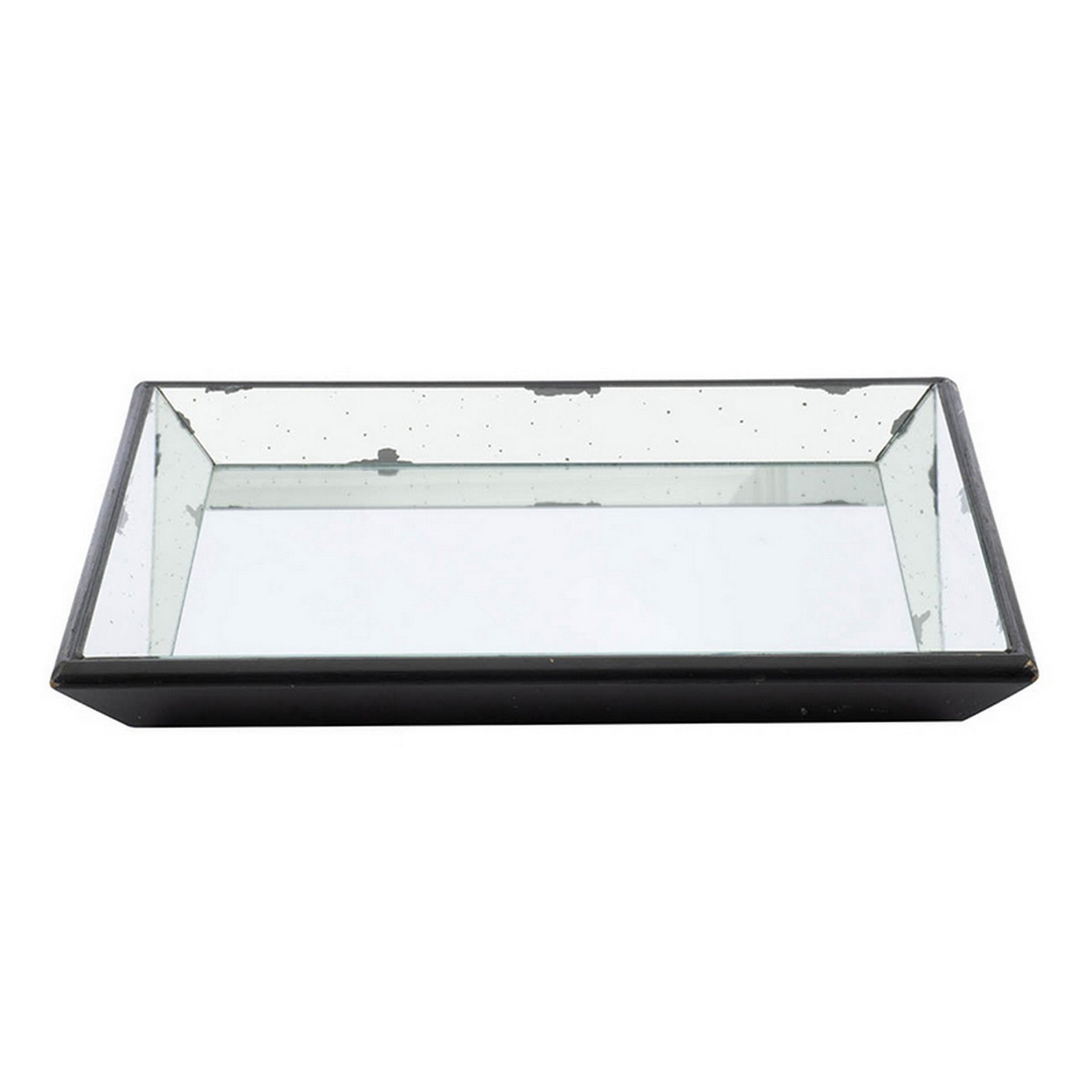 Inez 20 Inch Decorative Glass Tray Silver Mirrored Wall Hanger Medium-zoom-2