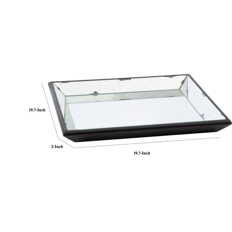 Inez 20 Inch Decorative Glass Tray Silver Mirrored Wall Hanger Medium-zoom-