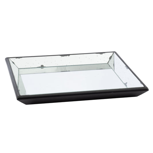 Inez 20 Inch Decorative Glass Tray Silver Mirrored Wall Hanger Medium