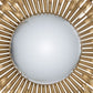 27 Inch Round Wall Mount Accent Decor Mirror Sunburst Iron Frame Gold