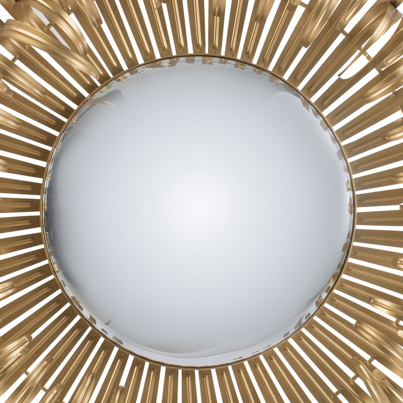 27 Inch Round Wall Mount Accent Decor Mirror Sunburst Iron Frame Gold-zoom-