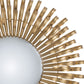 27 Inch Round Wall Mount Accent Decor Mirror Sunburst Iron Frame Gold