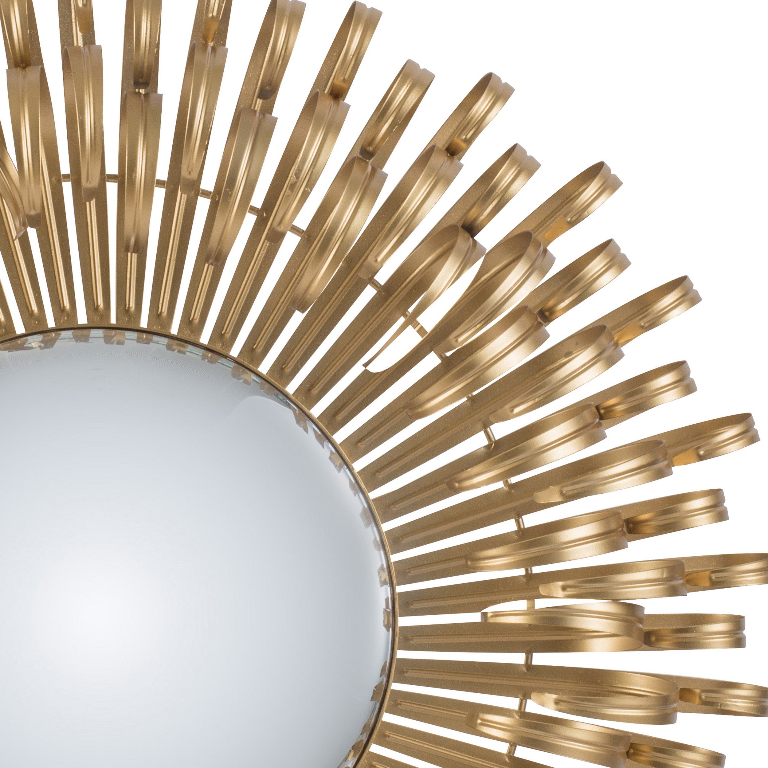 27 Inch Round Wall Mount Accent Decor Mirror Sunburst Iron Frame Gold-zoom-3