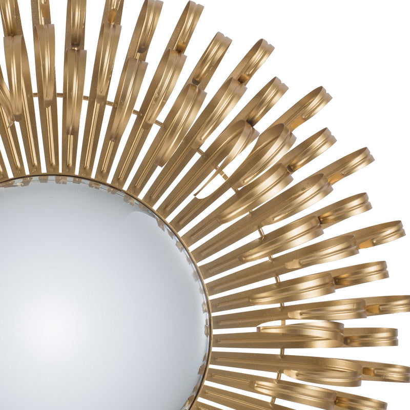 27 Inch Round Wall Mount Accent Decor Mirror Sunburst Iron Frame Gold-zoom-