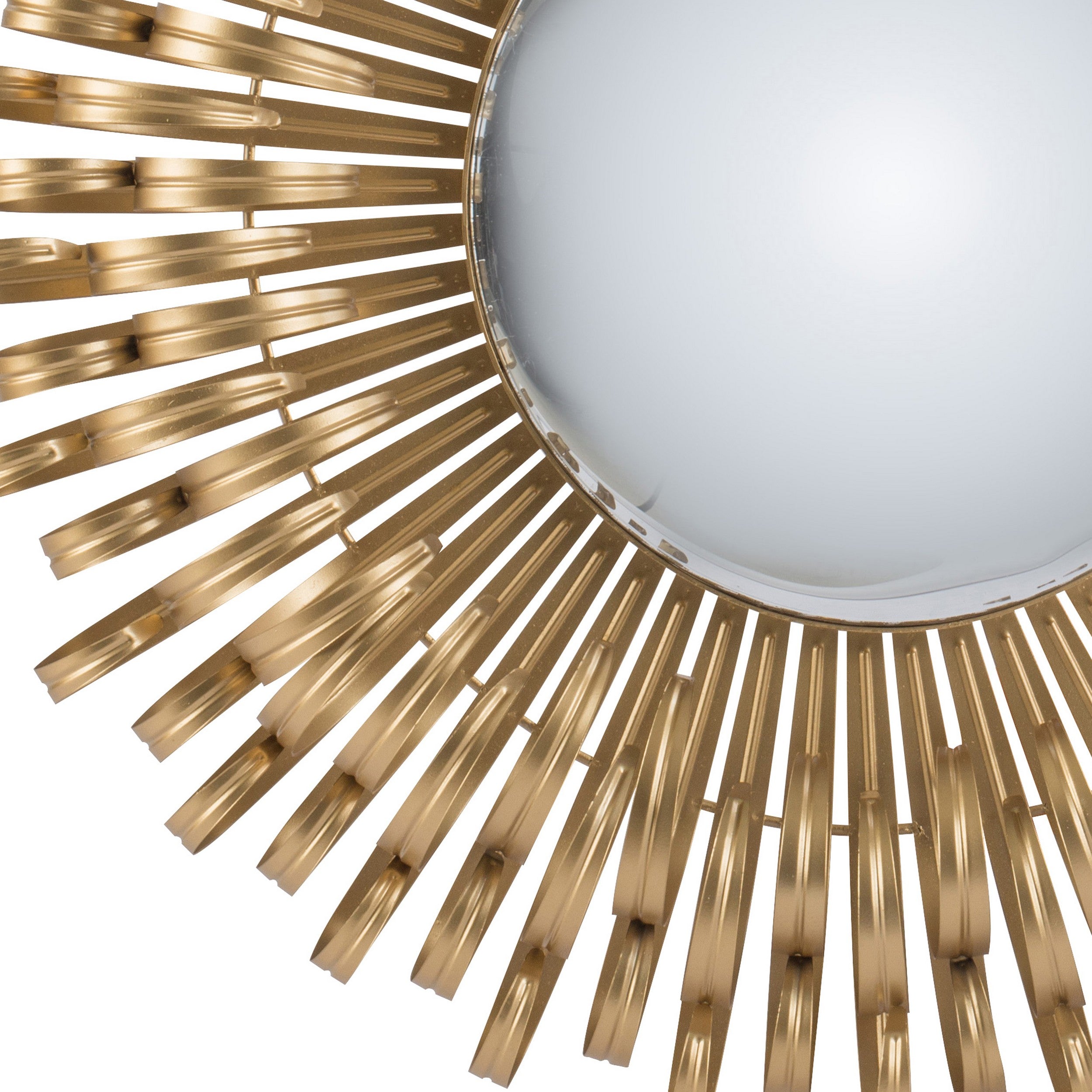 27 Inch Round Wall Mount Accent Decor Mirror Sunburst Iron Frame Gold-zoom-4