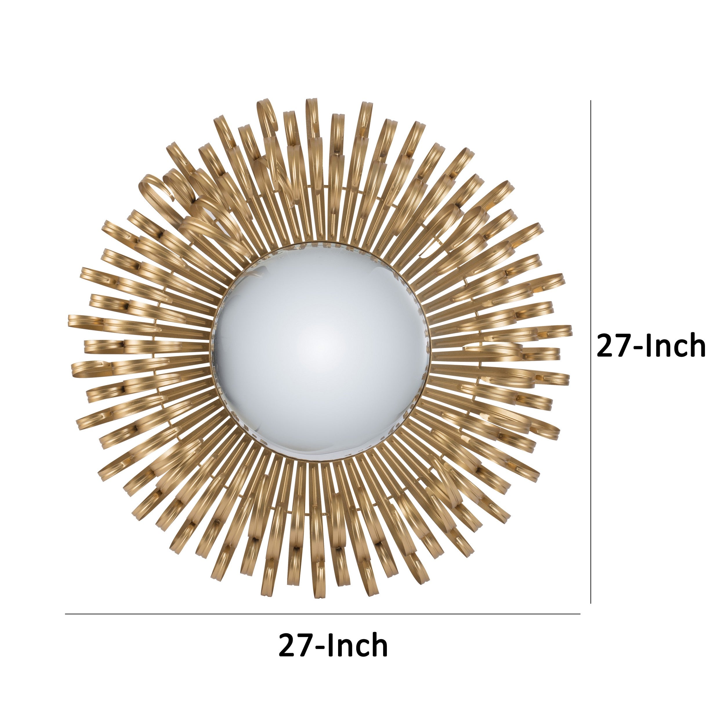 27 Inch Round Wall Mount Accent Decor Mirror Sunburst Iron Frame Gold-zoom-5