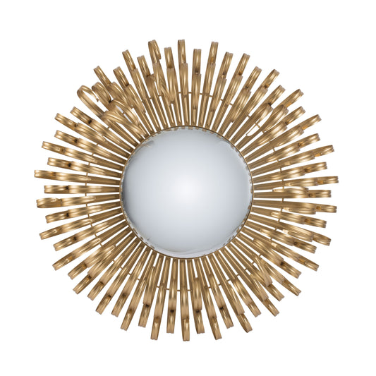 27 Inch Round Wall Mount Accent Decor Mirror Sunburst Iron Frame Gold