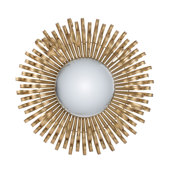 27 Inch Round Wall Mount Accent Decor Mirror Sunburst Iron Frame Gold