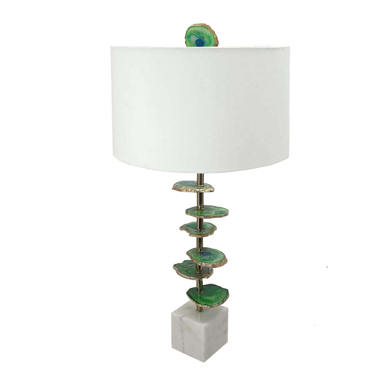 Parks 30 Inch Table Lamp With Agate Slices and Linen Drum Shade White-zoom-