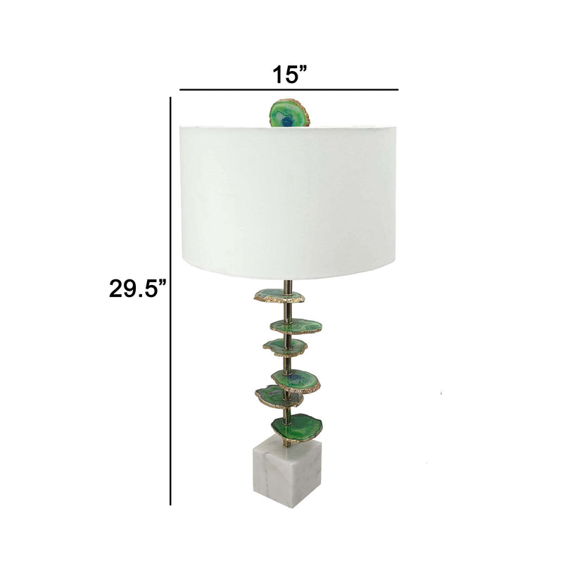 Parks 30 Inch Table Lamp With Agate Slices and Linen Drum Shade White-zoom-