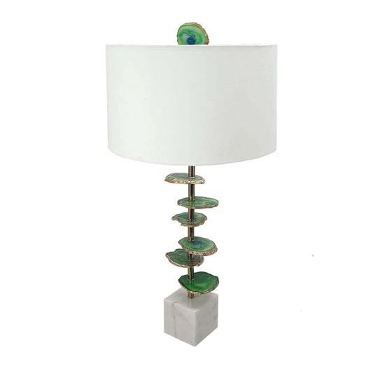Parks 30 Inch Table Lamp With Agate Slices and Linen Drum Shade White