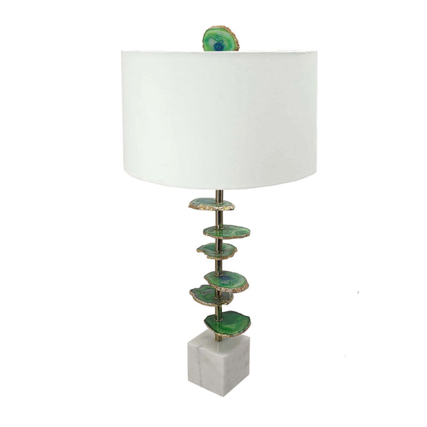 Parks 30 Inch Table Lamp With Agate Slices and Linen Drum Shade White