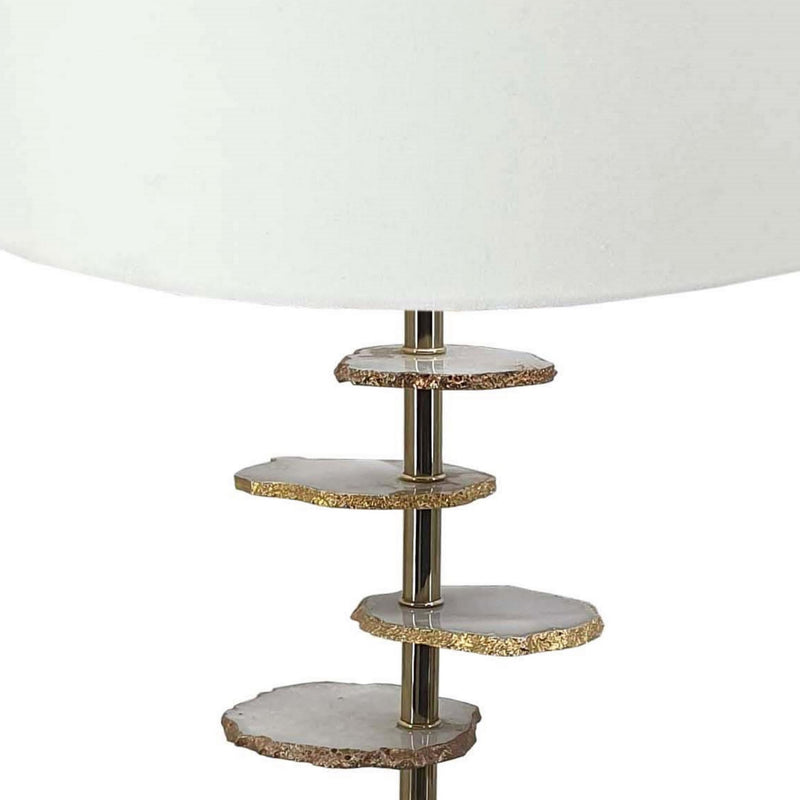 Parks 30 Inch Table Lamp With Agate Slices and Linen Drum Shade Brown-zoom-