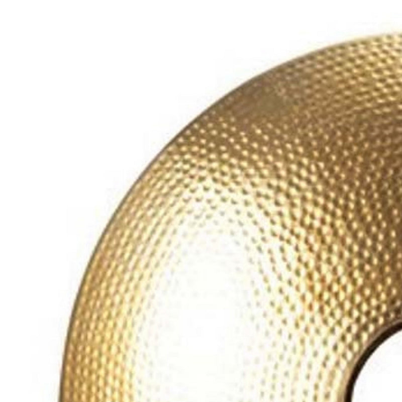 22 Inch Round Statuette Tabletop Decor Gold Disk White Marble Base-zoom-